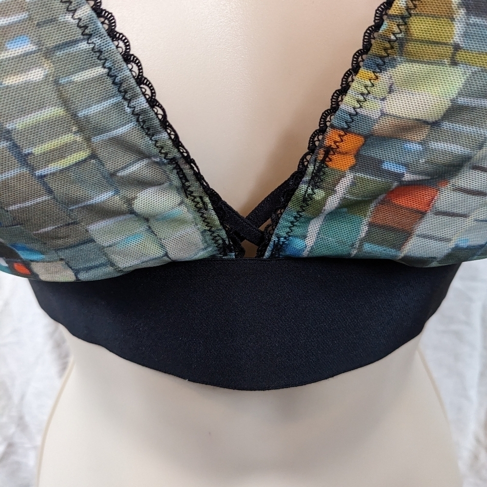 Parade Mesh Colorful Print Bralette Sz 2/2XL - Picture 4 of 8